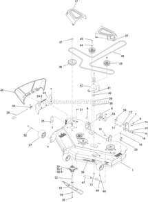 Deck Assembly Diagram and Parts List for QTS708GEM50200 (400000000-402082299)(2017) Exmark Lawn Mower