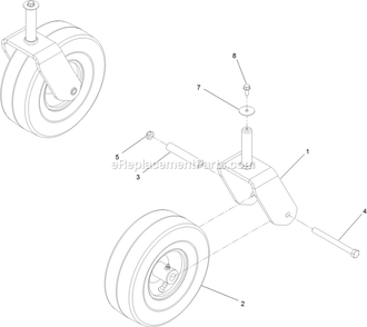 Caster, Wheel And Tire Assembly Diagram and Parts List for QZE702GEM42200 (404314159-406294344)(2019) Exmark Lawn Mower
