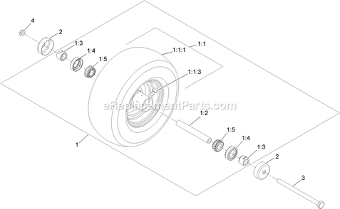 Caster Wheel Assembly Diagram and Parts List for PNS20KA443 (920000-999999)(2011) Exmark Lawn Mower