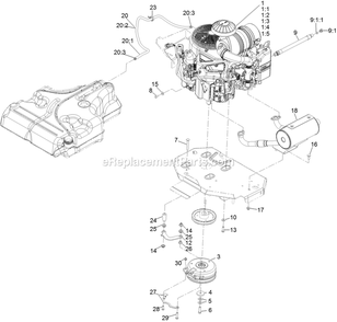 Engine Assembly Diagram and Parts List for LZS850EKA604W0 (404314159-406294344)(2019) Exmark Lawn Mower