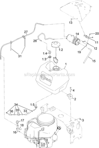 Fuel Tank Assembly Diagram and Parts List for TTS541CKA48300 (316000000-399999999)(2016) Exmark Lawn Mower