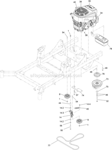 Engine Assembly Diagram and Parts List for RAE702GEM44300 (406294345-408644345)(2020) Exmark Lawn Mower