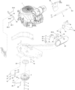 Engine Assembly Diagram and Parts List for LZX980EKC726W0 (411294212-999999999)(2022) Exmark Lawn Mower