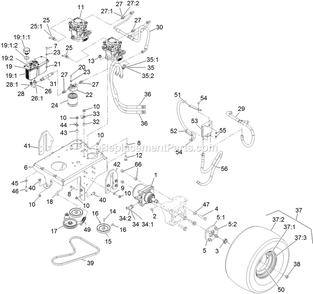 Ground Drive Assembly Diagram and Parts List for VTS740EKC604 (314000000-314999999)(2014) Exmark Lawn Mower