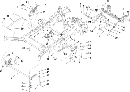 Deck Lift Assembly Diagram and Parts List for LZX34KC726 (920000-999999)(2011) Exmark Lawn Mower