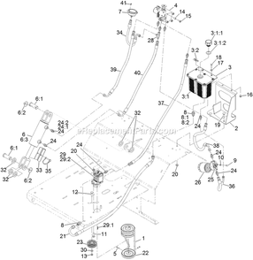 Auxiliary Hydraulic Assembly Diagram and Parts List for SAR481KA30 (313000000-313999999)(2013) Exmark Aerator