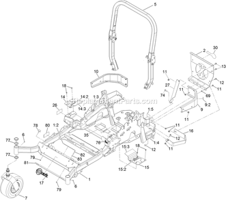 Main Frame Assembly Diagram and Parts List for LZE730GKA524B2 (316000000-399999999)(2016) Exmark Lawn Mower