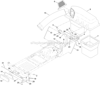 50 Inch Bagger Assembly Diagram and Parts List for 116-4764 (312000000-319999999)(2012) Exmark Lawn Tractor Accessories