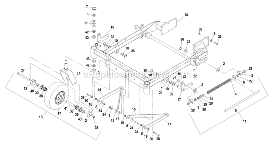 Front Frame Group (1) Diagram and Parts List for LCT4818BV (510000-599999)(2005) Exmark Lawn Mower