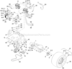Ground Drive Assembly Diagram and Parts List for VT651KA484 (312000000-312999999)(2012) Exmark Lawn Mower