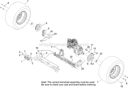 Rear Wheel And Park Brake Assembly Diagram and Parts List for LZE22KA484 (920000-999999)(2011) Exmark Lawn Mower