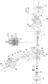 Lh Hydro Assembly Diagram and Parts List for LZS801PKA724 (312000000-312999999)(2012) Exmark Lawn Mower