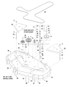 Deck Group (1) Diagram and Parts List for LHP19KA465CA (720000-789999)(2008) Exmark Lawn Mower