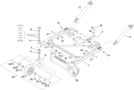 Deck Support Frame Assembly Diagram and Parts List for NVS730AKC48000 (411294212-999999999)(2022) Exmark Lawn Mower