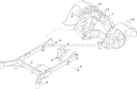 Main Frame Assembly Diagram and Parts List for STS650AKC48400 (404314159-406294344)(2019) Exmark Lawn Mower