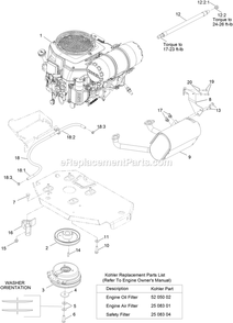 Engine Assembly Diagram and Parts List for LZE740EKC60400 (315000000-315999999)(2015) Exmark Lawn Mower