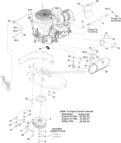 Engine Assembly Diagram and Parts List for LZX980EKC726T0 (316000000-399999999)(2016) Exmark Lawn Mower