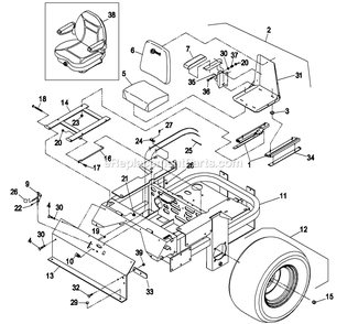 Main Frame Group Diagram and Parts List for LZ23KA604 (260000-319999)(2001) Exmark Lawn Mower