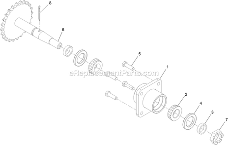 Axle And Bearing Assembly Diagram and Parts List for SAR481KA30 (314000000-314999999)(2014) Exmark Aerator