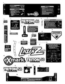 Decal Group Diagram and Parts List for LHP19KA465CA (720000-789999)(2008) Exmark Lawn Mower