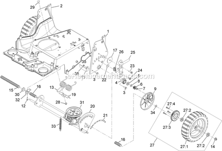 Deck And Wheel Assembly Diagram and Parts List for ECKA30 (313000000-313999999)(2013) Exmark Lawn Mower