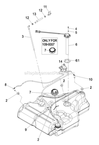 Fuel Tank Assembly Diagram and Parts List for LZZ29KCE606 (850000-919999)(2010) Exmark Lawn Mower