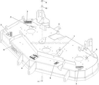 Deck With Decals Assembly Diagram and Parts List for LZE691KA524L (312000000-312999999)(2012) Exmark Lawn Mower