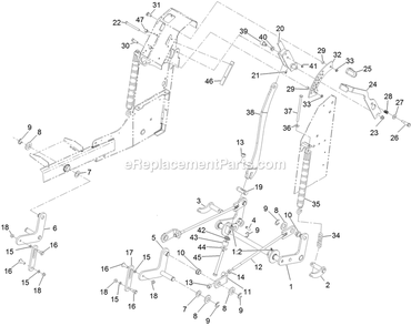 Deck Lift Assembly Diagram and Parts List for VT740EKC604 (312000000-312999999)(2012) Exmark Lawn Mower