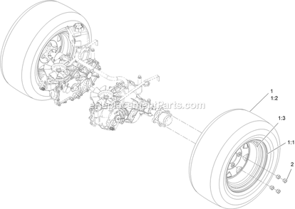 Rear Wheel Assembly Diagram and Parts List for RAE708GEM48300 (406294345-408644345)(2020) Exmark Lawn Mower