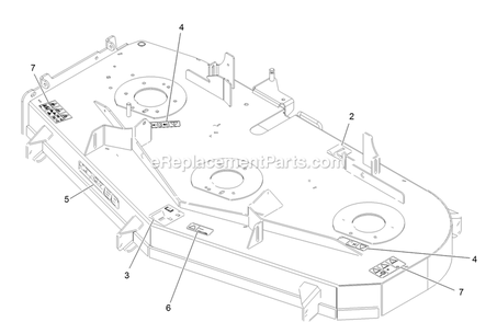 Deck With Decals Assembly Diagram and Parts List for RAS730GKA603A3 (411294212-999999999)(2022) Exmark Lawn Mower