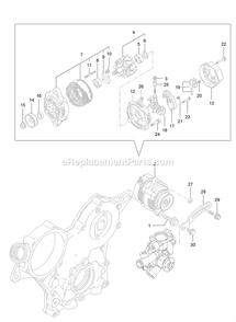 Generator Assembly Diagram and Parts List for LZS80TDYM604W0 (406294345-408644345)(2020) Exmark Lawn Mower
