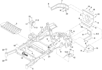 Main Frame Assembly Diagram and Parts List for LZX940EKC60RT0 (316000000-399999999)(2016) Exmark Lawn Mower