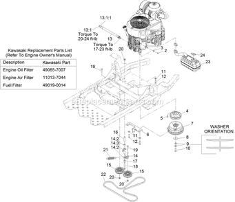 Engine Assembly Diagram and Parts List for PNS600KA443 (313000000-313999999)(2013) Exmark Lawn Mower
