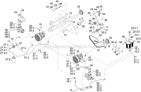 Hydraulic Assembly Diagram and Parts List for LZS902DKU725A1 (315000000-315999999)(2015) Exmark Lawn Mower