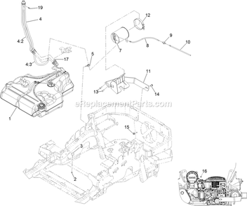 Fuel Tank Assembly (1) Diagram and Parts List for LZS749AKC72400 (400000000-402082299)(2017) Exmark Lawn Mower