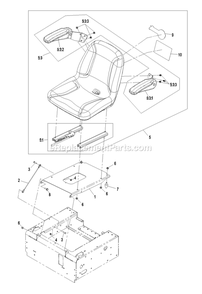 Seat Group (2) Diagram and Parts List for QST20BE422 (790000-849999)(2009) Exmark Lawn Mower