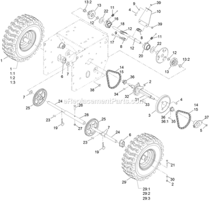 Clutch Drive Assembly Diagram and Parts List for BRS270CKC36000 (406294345-408644345)(2020) Exmark Leaf Blower / Vacuum