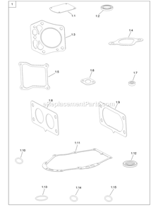 Gasket And Seal Kit Engine Assembly Diagram and Parts List for QTS708GEM50200 (316000000-399999999)(2016) Exmark Lawn Mower