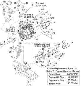 Engine Assembly Diagram and Parts List for NV730EKC (312000000-312999999)(2012) Exmark Lawn Mower