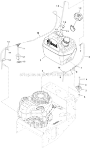 Fuel Tank Assembly Diagram and Parts List for VHS481GKA36200 (408644346-411294211)(2021) Exmark Lawn Mower