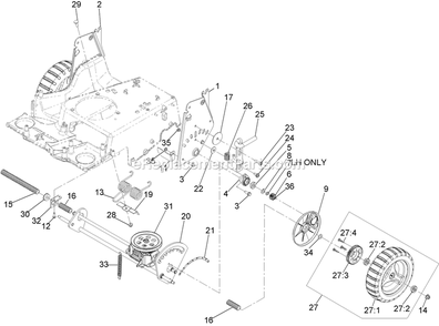 Deck And Wheel Assembly Diagram and Parts List for ECS180CKA30000 (315000000-315999999)(2015) Exmark Lawn Mower