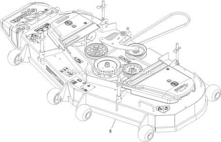 Complete Deck Assembly Diagram and Parts List for TTX650EKC60400 (316000000-399999999)(2016) Exmark Lawn Mower