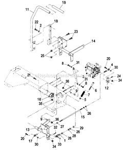 Motion Control Levers Diagram and Parts List for LZ22KC604 (190000-219999)(1999) Exmark Lawn Mower