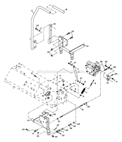 Motion Control Levers Diagram and Parts List for LZ-22KC52 (115000-129999)(1996) Exmark Lawn Mower