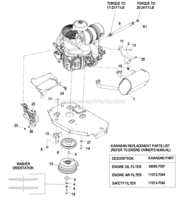 Engine Group (2) Diagram and Parts List for LZZ29KCE606 (850000-919999)(2010) Exmark Lawn Mower