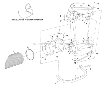 Blower Assembly (2) Diagram and Parts List for FRCK604 (720000-789999)(2008) Exmark Lawn Tractor Accessories