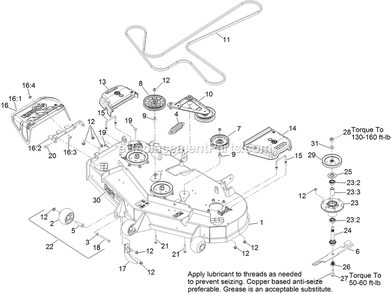 Deck Assembly Diagram and Parts List for LZS740PKC52400 (315000000-315999999)(2015) Exmark Lawn Mower