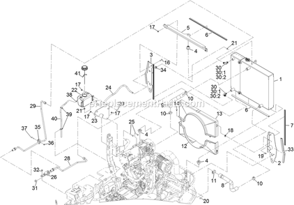 Cooling Assembly (1) Diagram and Parts List for LZS88CDYM96RW0 (402082300-404314158)(2018) Exmark Lawn Mower