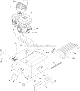 Main Frame Assembly (1) Diagram and Parts List for SDS270CSB20000 (402082300-404314158)(2018) Exmark Seeder