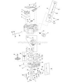 Crankcase And Crankshaft Assembly Diagram and Parts List for RAE708GEM52300 (402082300-404314158)(2018) Exmark Lawn Mower